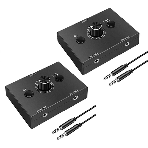 2 stk. 3,5 mm Audio Switch, 2 Input 1 Output/1 Input 2 Output Audio Splitter Switch, Audio Switch