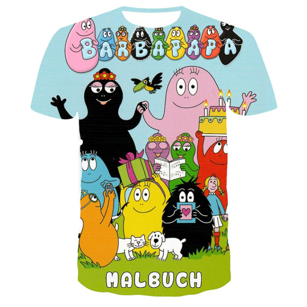 Barn Sommar Tecknad Barbapapa 3d Print Kortärmade T-shirts Bosy Girls Casual Andas T-shirts Toppar Barn Vackra kläder 7 xl