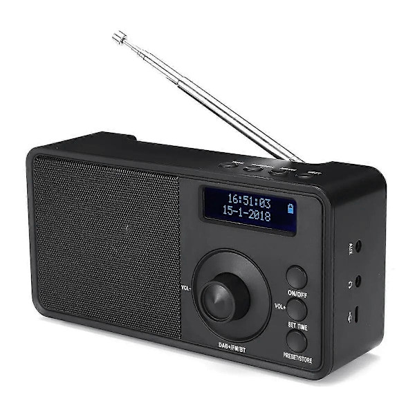 Kannettava + Digitaalinen Radio Langaton Bluetooth Stereokaiutin LCD-näyttö Ulkokäyttöön Kuuloketuki Hälytys