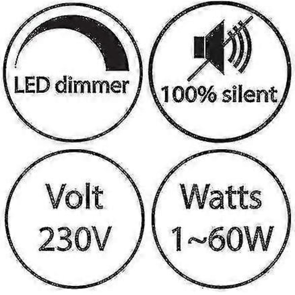 1-60w LED lysdæmper dæmpbar (dreje-lysdæmper) LED dæmpbar, On/off, -230v, Ce In-line S