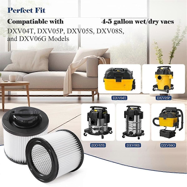 DXVC4001 Pölynimurin Suodattimien Vaihto, DEWALT 4-5 Gallonan