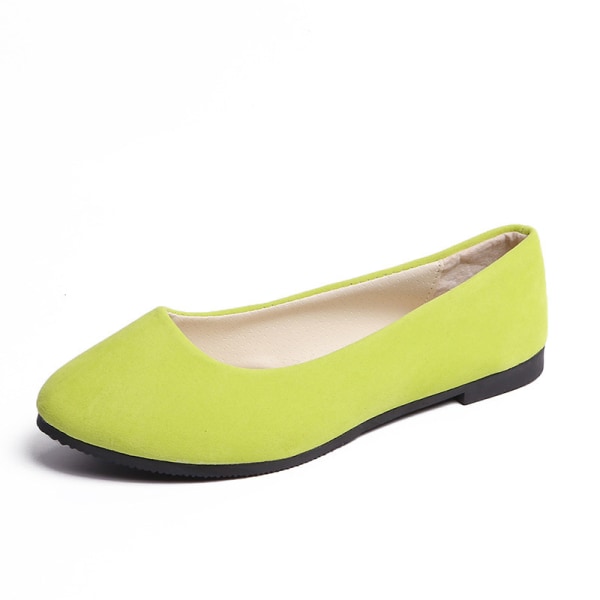 Enkeltsko med spiss hode flate lette dame flate sko for kvinner Fluorescent yellow 41