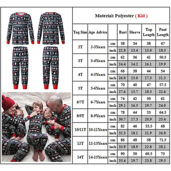 Hjem Matchende julepyjamas Nyhet Ugly Snowflake Print Pyjamas Holiday Pyjamas Set Kid 2-3 Years