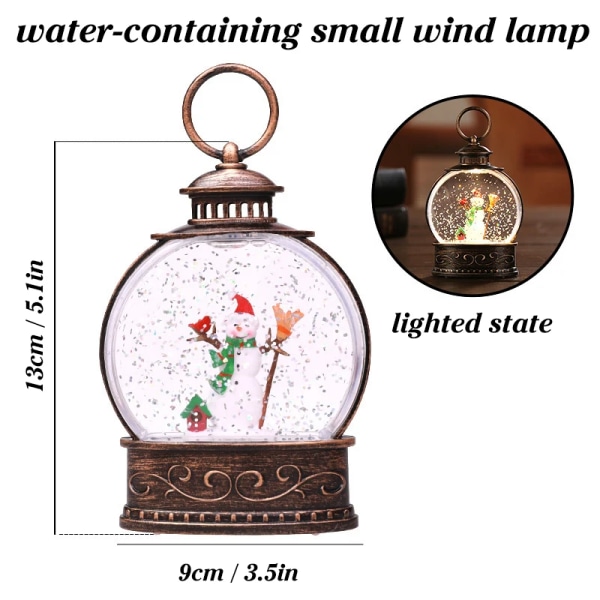 Hengende julesnøkulelykt med flimmer Glitrende simulering LED-nattlys nyttår 2024 dekorasjon julegave Snowman Water