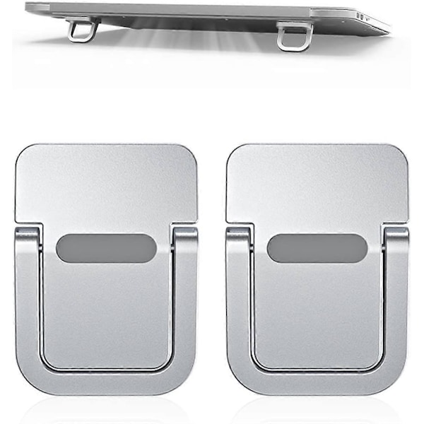 2-delt Laptopstativ, Sammenleggbart Stativ, Selvklebende Datamaskin Stativ, Ergonomisk og Usynlig, Kompatibelt med Mange Laptoper (Sølv)