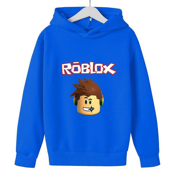 Teenage drenge piger Roblox hættetrøje langærmet sweatshirt Blue 9-10Years
