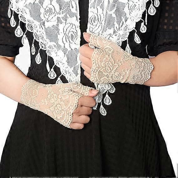 2 Par Dam Lacehandskar Fingerlösa Blomhandskar Bröllopsbal
