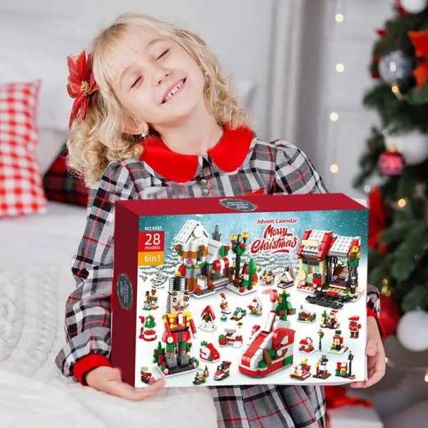 Jule-adventskalender 2023 24 dages nedtælling til julens overraskelse Blindkasse Gavesæt Byggeklodser Legetøj Gaver til børn style 2