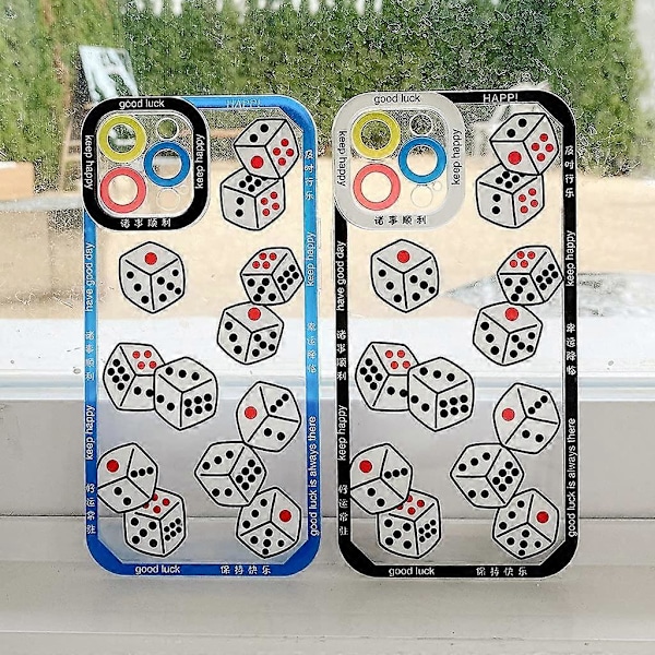 UBIUO Läpinäkyvä iPhone 12 Pro Max -kuori pehmeää silikonia, söpö noppa onnea tuova suojakuori naisille, neliönmuotoinen ohut tyttömäinen puhelinkuori suunniteltu i:lle