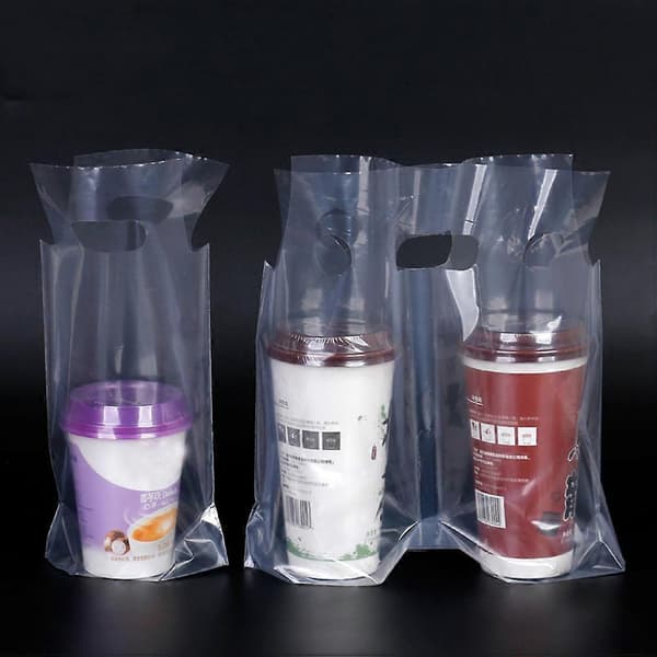 Transparenta dryckesförpackningspåsar för take-away kaffekoppar, 200 st set