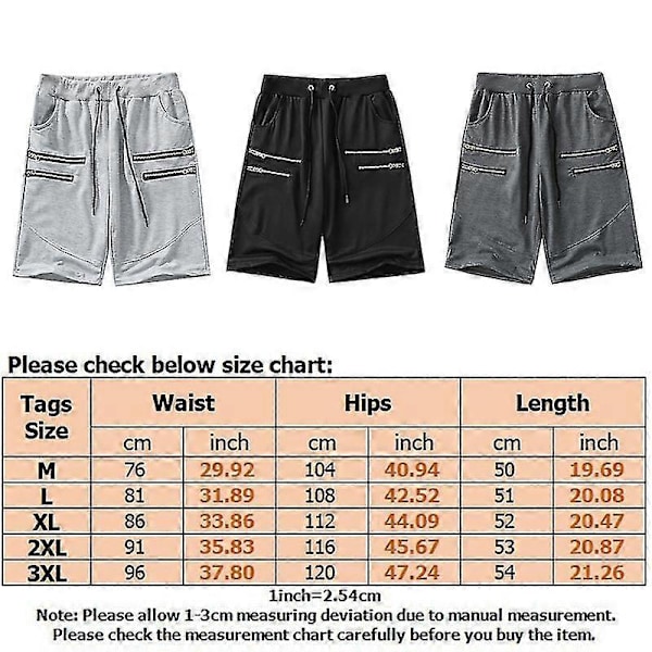Herr Midja Strandshorts Casual Träning Sommarshorts Byxor med Dragkedja