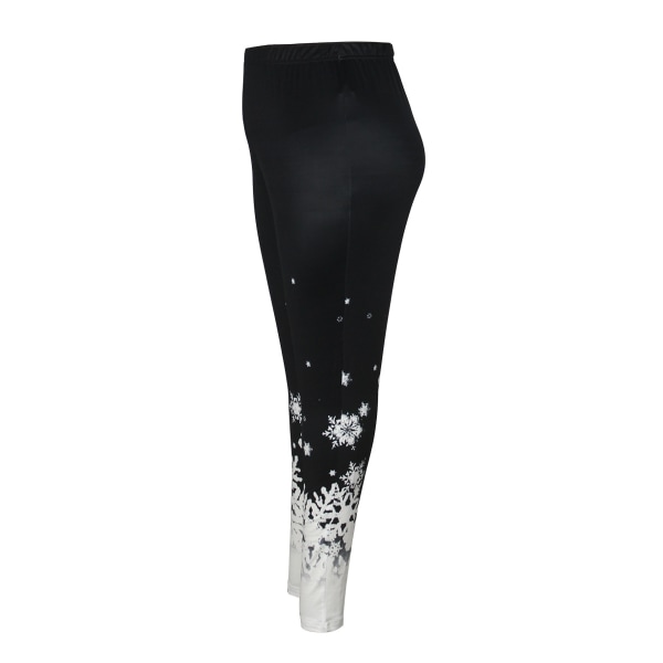 Print Skinny Gym Byxor Träningsbyxor Snowflake Leggings 2XL