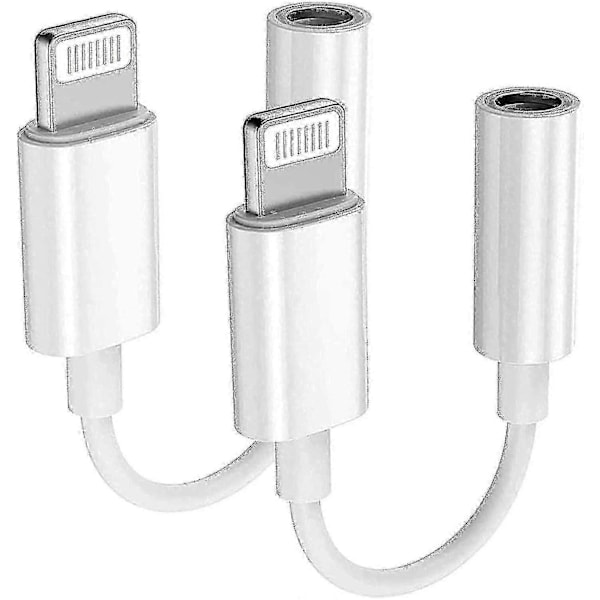 2 kpl - Apple Lightning - 3,5 mm:n kuulokeliitäntäadapteri, Aux-äänikuulokkeet/kuulokeliitäntä, stereokaapeli iPhone 7/7 Plus/8/8 Plus/x/xs -puhelimille
