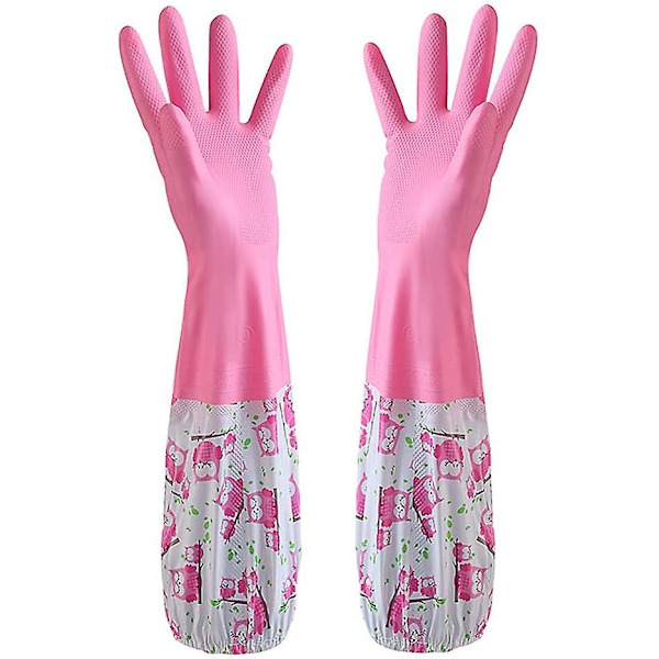 Par gummihansker for rensing av tjernrenneavløp - lang arm Pink