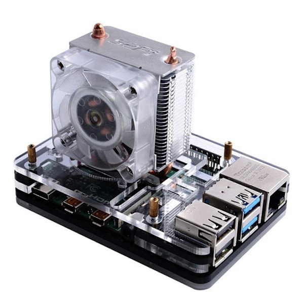 2X Raspberry Pi 4 -kotelo jäätornijäähdyttimellä, CPU-tuuletin, tuulettimen jäähdytyselementti, häikäisevä RGB-tuuletin