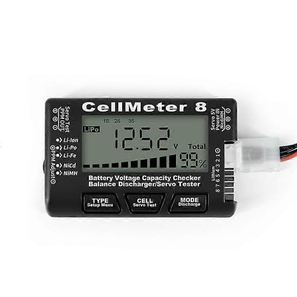 RC Cellmeter 8 Digital Batterikapacitetstjekker Controller Tester Spændingstester til Li-Ion NiMH Nic