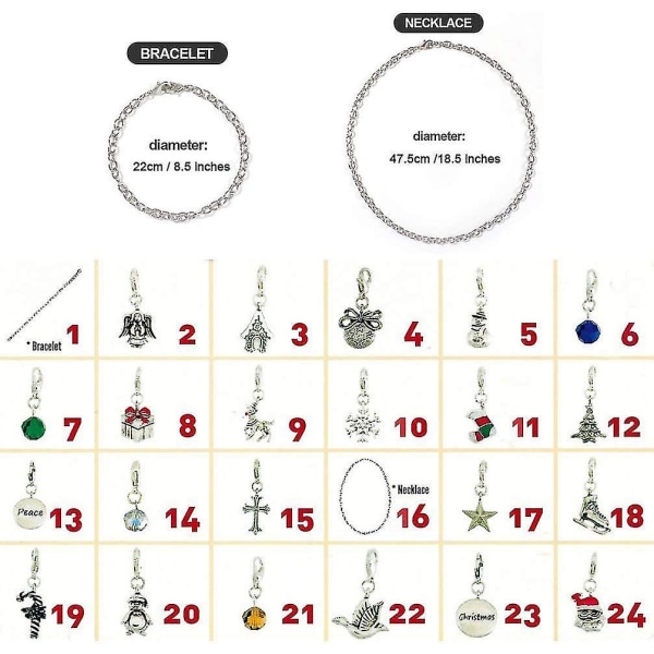 Jule-adventskalender Jenter gjør-det-selv-smykker adventskalender med sjarmarmbånd og halskjedesett