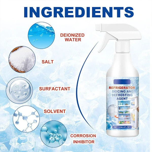 Kylskåpsfrys avfrostningsspray, uppgraderad version, 120 ml 2pc