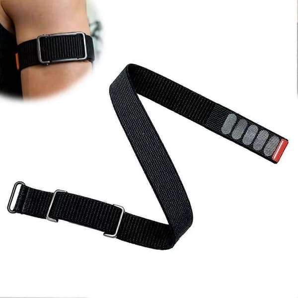 Nylon Bicep Bånd til Google til Fitbit Air, Justerbart Overarms Sports Loop Armbånd Tilbehør Black
