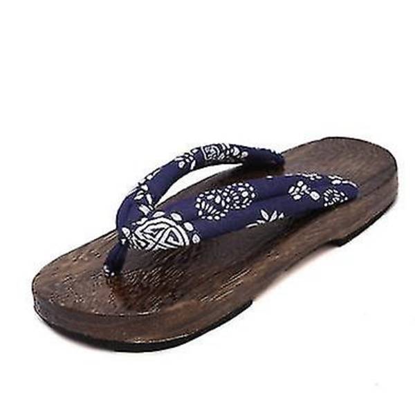 Snabb leverans japansk anime Cosplay kostym, sommarsandaler för män, trälägenheter, tofflor träskor, flip-flops-blå kronblad 38 39