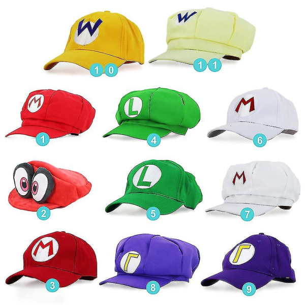 Anime Odyssey Cappy 3D Wario Hatut Cosplay Sarjakuva Baseball Hattu Pehmo Puuvillalelut Paras lahja jouluksi style 9