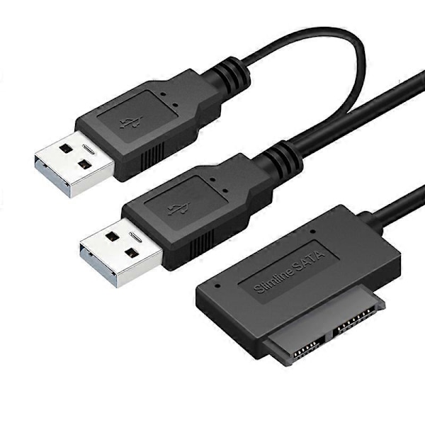 USB2.0 till 6+7 13Pin Slimline Slim SATA-kabel med extern USB 2.0-strömförsörjning för bärbar CD-ROM DV