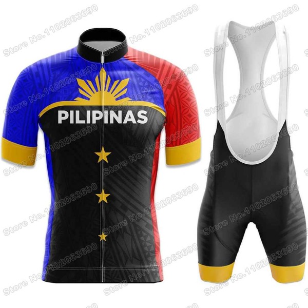 2023 Filippiinit Pyöräilyneulesetti Kesä Pilipinas Pyöräilyvaatteet Set Maantiepyöräpaita Puku Pyörälappu shortsit MTB Urheiluvaatteet 3 M