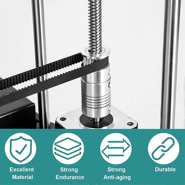 Z-Axis GT2 Kamremskiva Kit 24 Tänder Synkront Hjul och Rem för TRONXY X5SA