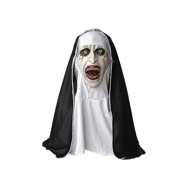 2023the Nonnen Horror Mask Cosplay Skræmmende latexmasker med hovedtørklæde Helhjelm Halloween festrekvisitter Halloween dekoration style1