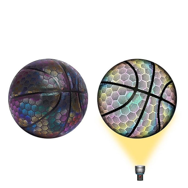 Reflekterende Basketball Light Up Basketball Ball Belysning Basketball Med God Elasticitet Slidbestandigt Læder God Refleks