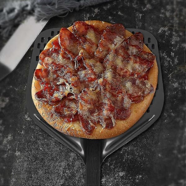Perforeret pizzaspade, 12 tommer rektangulær pizzaspade dreje pizzaspade pizza skovl til bagning Ho