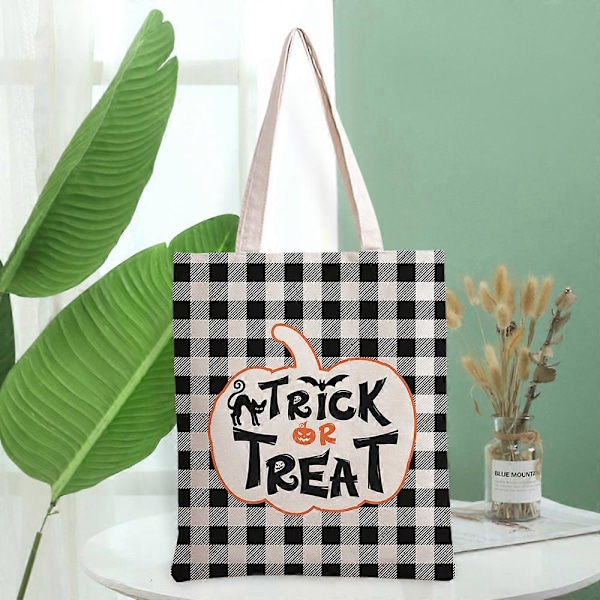 2 Styk Halloween Slikposer Store Lærredstasker Genanvendelige Indkøbsposer Kraftige Lærredshåndtasker til Halloween Fest Shopping
