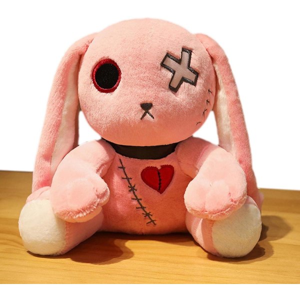 Halloween kanin plyschleksak, halloween kanin fylld kanin Svart/vit/rosa Bunny Toy Dreadful Dolls Presenter för ålder 14+ Pink