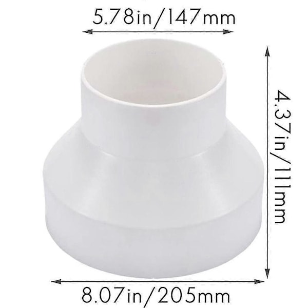 Ventilationsrör Reduceringsadapter Rör Luftkanaladapter Röranslutning För Inline Ventilationssystem