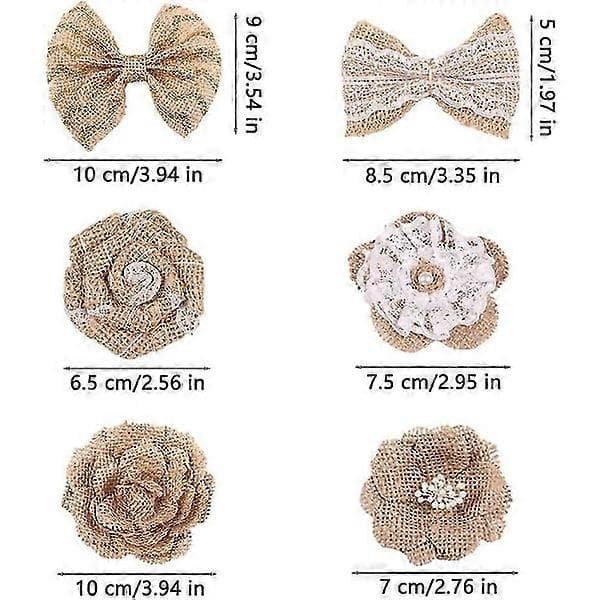 24 hørblomster, juteblomster, 6 designs