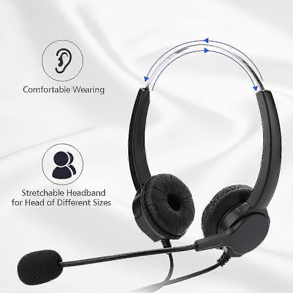 Crystal Rj9 Call Center Headset Støyreduserende Call Center Hodetelefoner Med Komfortabel Bruk