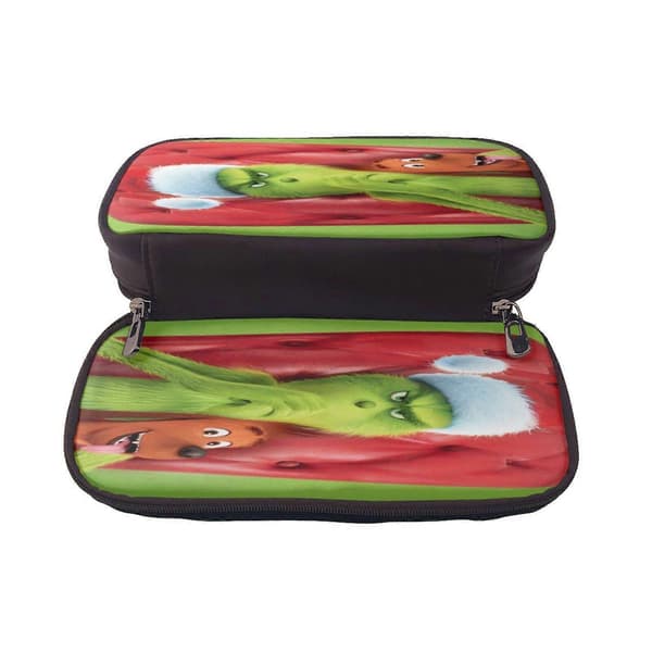 t435 The Grinch Pennfodral Kompakt Resevänlig PU Läderpåse för Pappersvaror n435