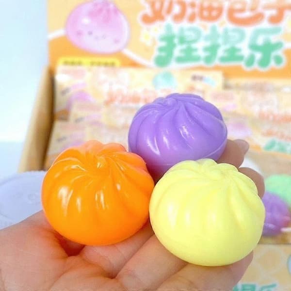 Søde Mini Flødebolle Squishies med Damperboks Langsom Stigning Sensorisk Legetøj til Stresslindring, Blød Silikone Fidget Bold, Sikker mod Angst & Fokus, Gaveklar 2PCS