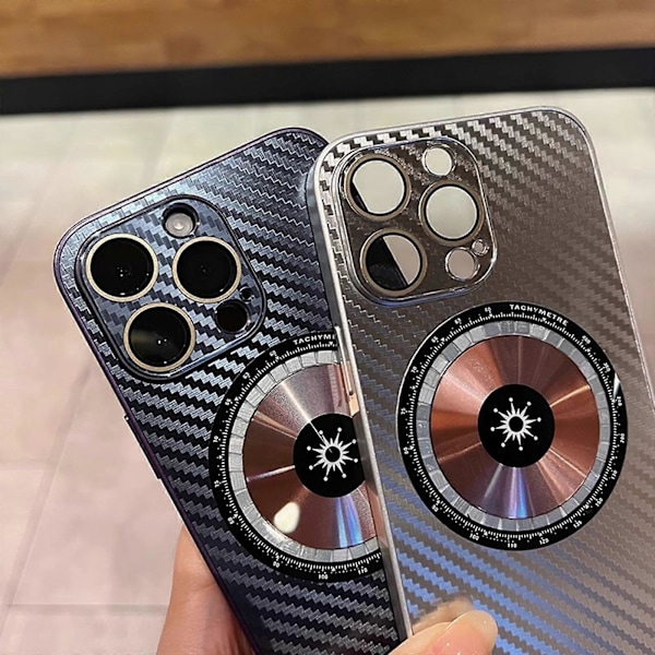 Kolfiber Magnetiskt Skal för iPhone 15 Plus, Trådlös Laddning Kompatibel med Magsafe för Män Kvinnor