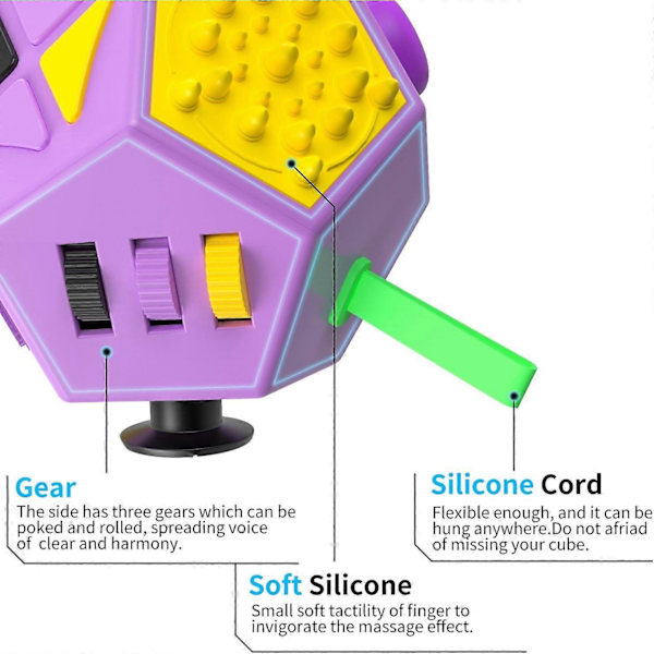 12-sidig Fidget Cube, Fidget Twiddle Cube Dodekaeder Stressreducerande Manuell Leksak