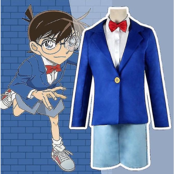 Hurtig levering Berømt detektiv Conan Kudo Shinichi kostume Halloween Cosplay kostume 130CM