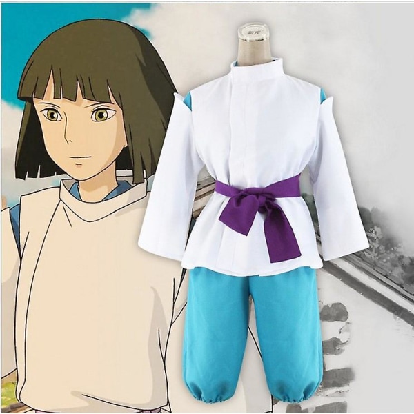 Halloween japansk Anime Spirited Away Cosplay-sett Tono Chihiro Performance Cosplay-kostyme Kamikaze Girl Pink Kimono-sett Blue 10T