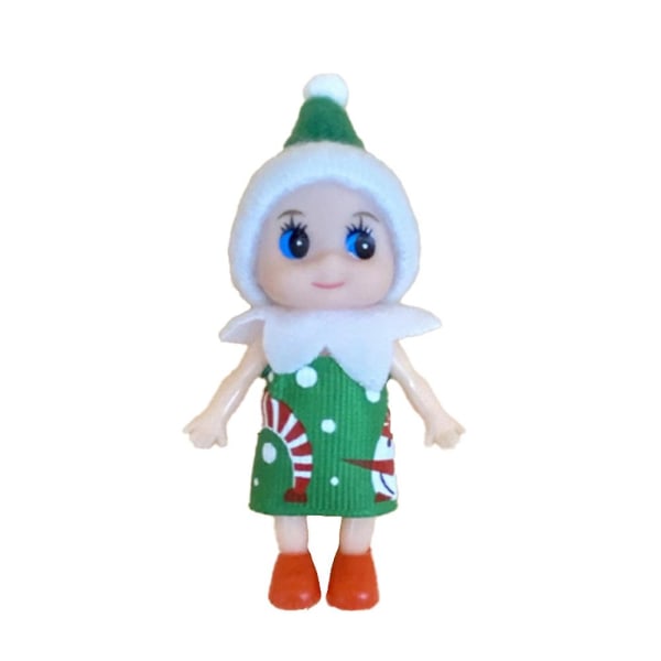 Jul Baby Elf Doll Hylla Prydnad stygg Miniatyr Elf Figurer Leksak Hem Xmas Dekoration Toddler Nyfödd Present Green