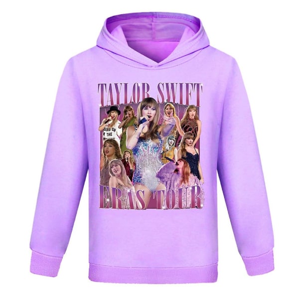 Taylor Swift The Eras Tour Hættetrøjer med tryk Børn Teenagere Drenge Piger Hættetrøje Jumper Langærmede Pullover Toppe Purple 150