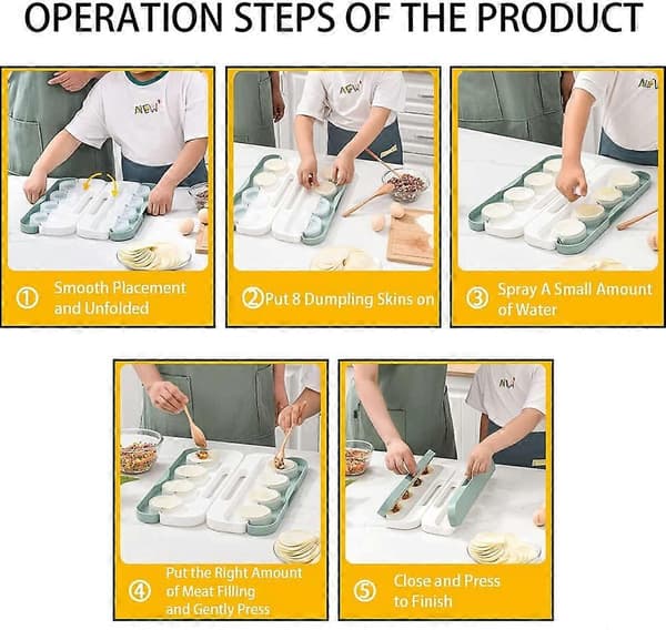 Dumpling Maker Form för 8 Degplattor med Sprayflaskor, Portabel Degpress Set, Gyoza Press blå
