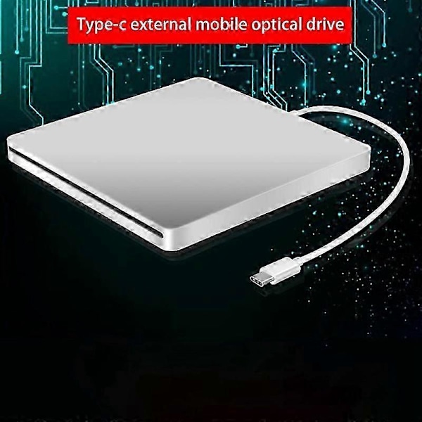 USB Ekstern CD/DVD Drev Type C Bærbar Drev-Fri CD Film Afspillere til Laptop PC Windows, Sølv -X