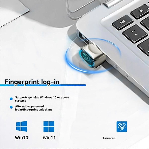 USB Fingeravtrykk Innloggingsenhet Driverfri Plug and Play Bærbar PC Stasjonær Datamaskin Fingeravtrykkgjenkjenning