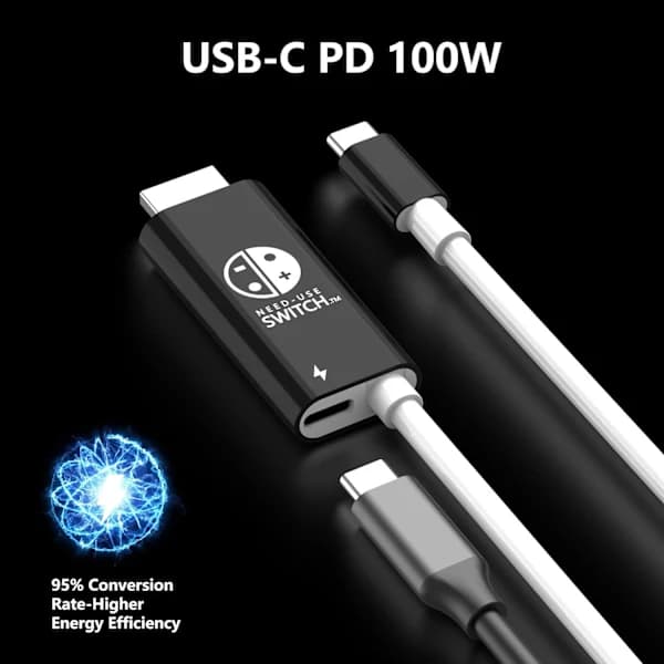 USB C–HDMI-kaapeli Nintendo Switchille/OLEDille, 3-in-1-kaapeli