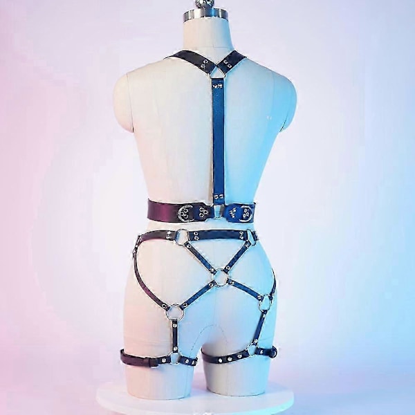 Kroppssele för kvinnor, nitbälte, underkläder, strumpeband, läder, goth, festival, rave-outfit