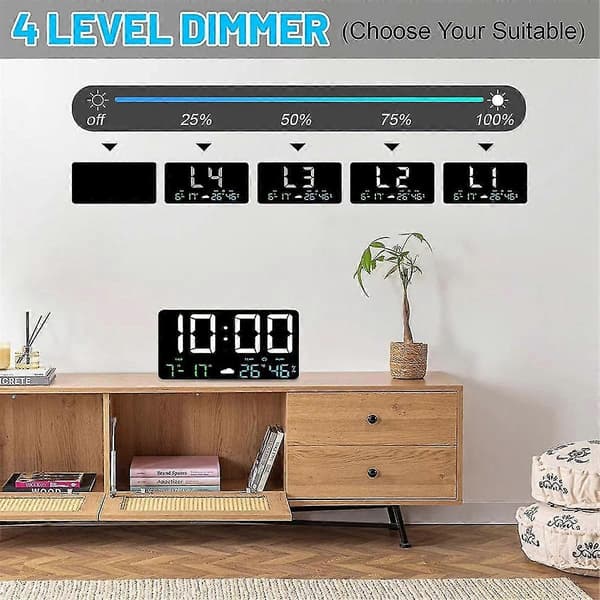 Digital Väggklocka Stor Display, 11.5 tums USB LED Digitala Väggklockor Väckarklocka För Sovrum